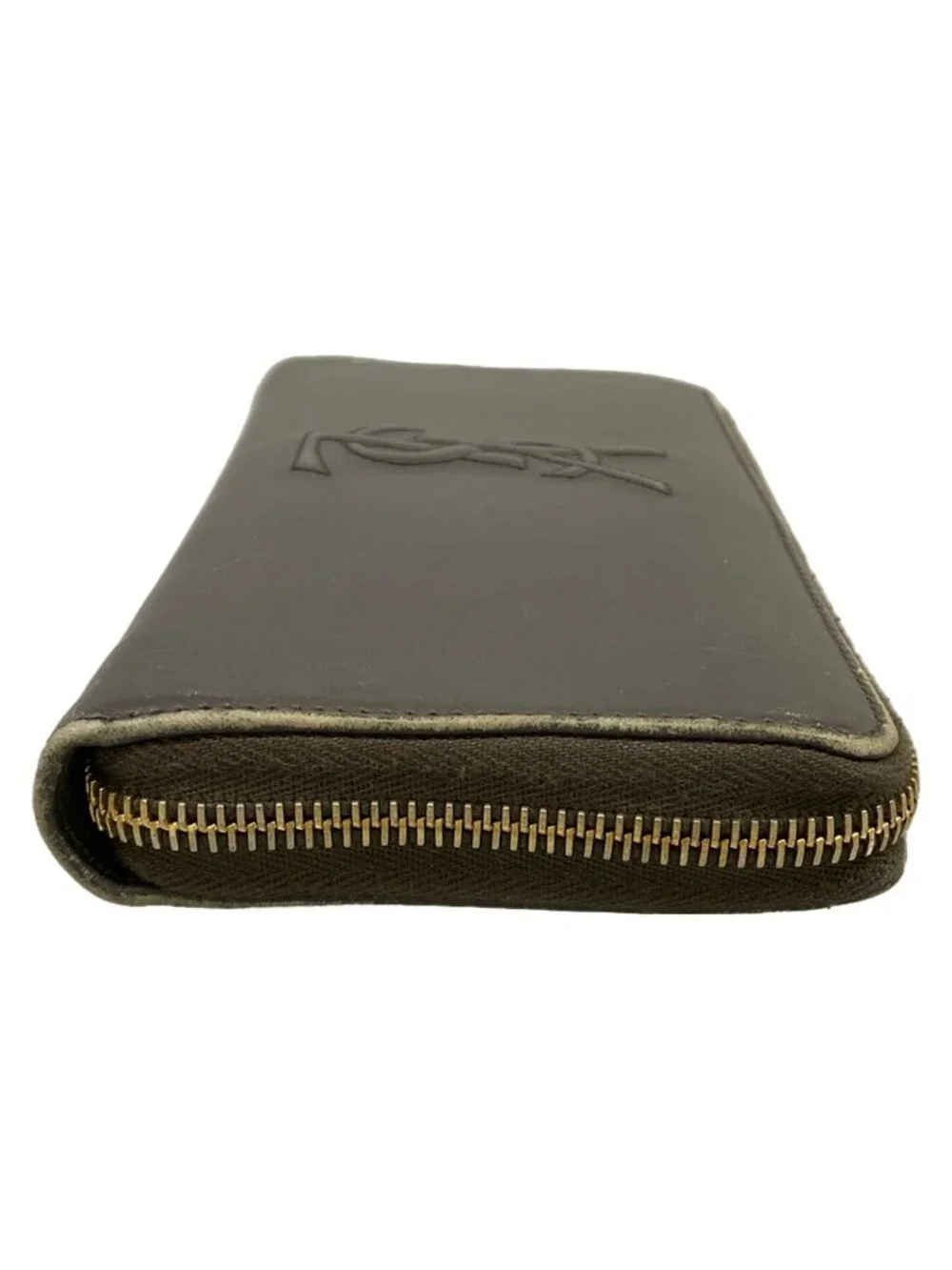 Saint Laurent Yves Rive Gauche Wallet Dark Gray Zip Around Leather - Picture 8 of 10